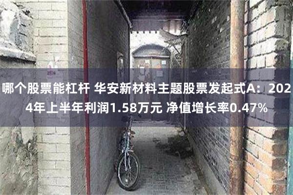 哪个股票能杠杆 华安新材料主题股票发起式A：2024年上半年利润1.58万元 净值增长率0.47%