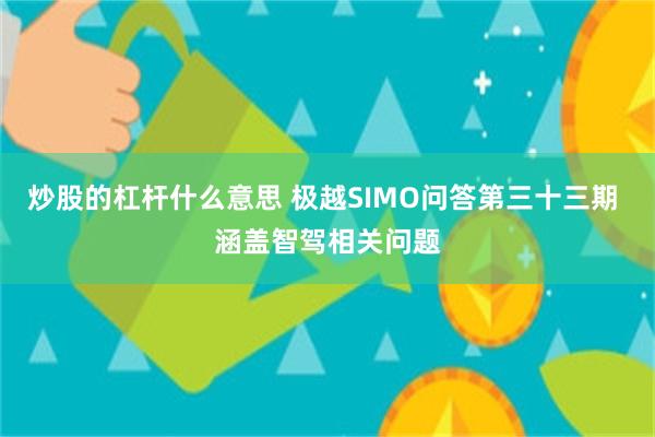 炒股的杠杆什么意思 极越SIMO问答第三十三期 涵盖智驾相关问题